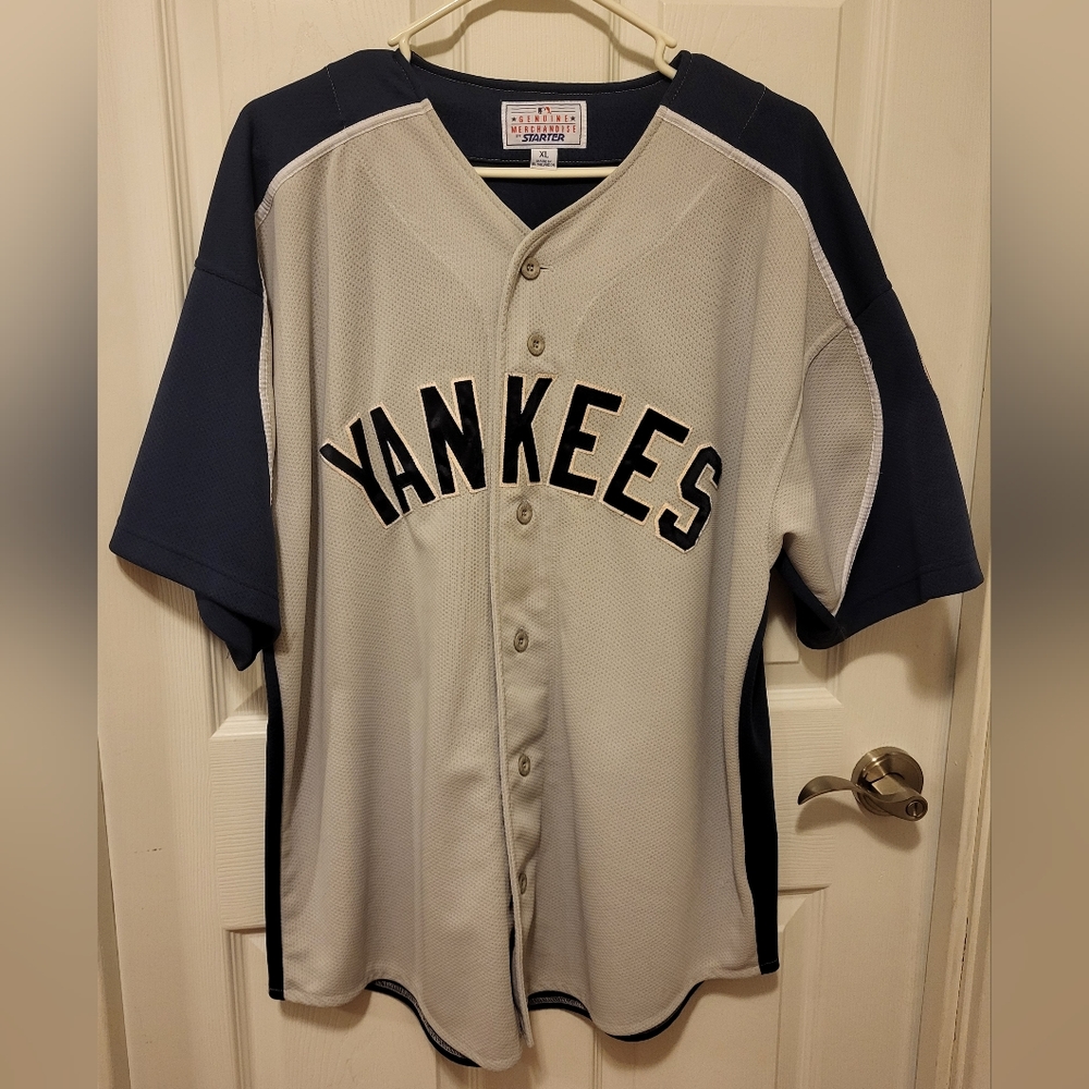 Starter Yankees throw back jersey, XL, blue & grey